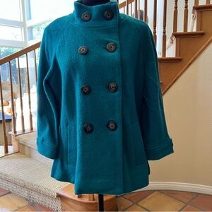 CHICO'S Women's Wool Classic Touch Ammi Jacket Teal Blue Sz 1